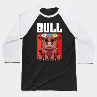 Bull - Cute Retro Style Kawaii Cattle Baseball T-Shirt